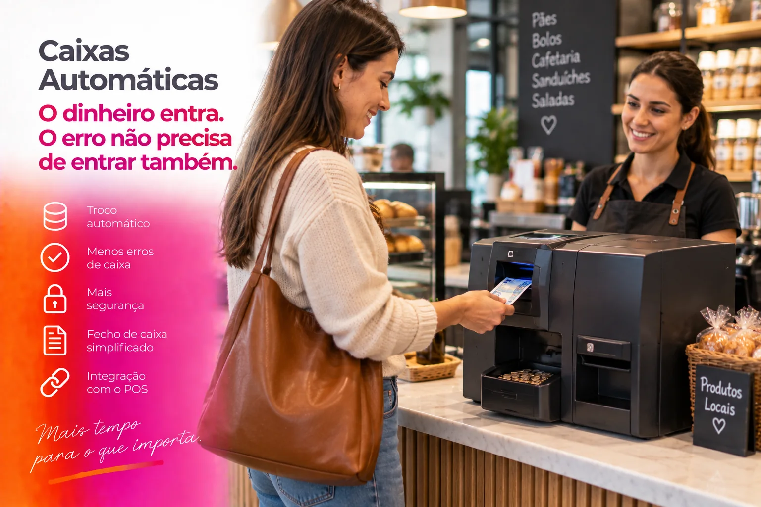 Caixa automática de numerário integrada com POS